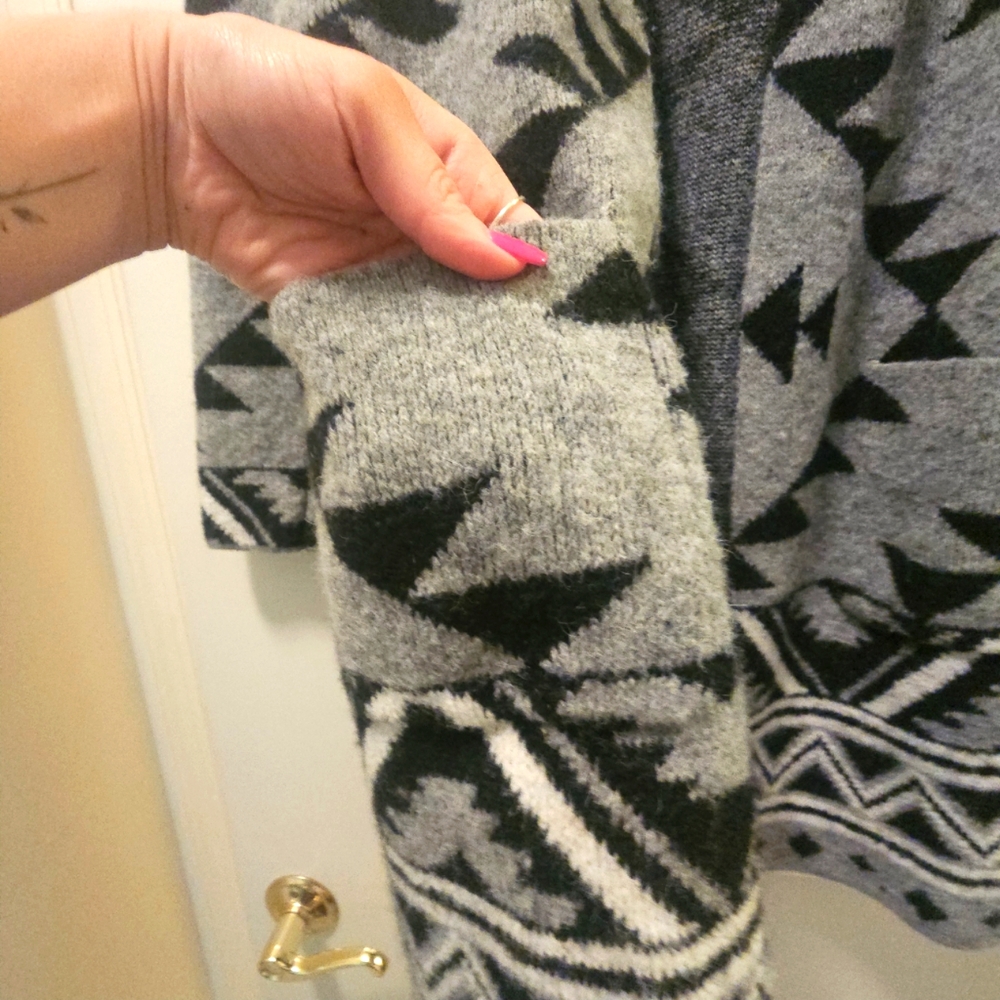FRYE Women's Geometric Gray and Black Sweater - Picture 2 of 3